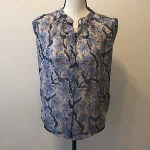 Rebecca Taylor Sheer Sleeveless Floral Blouse